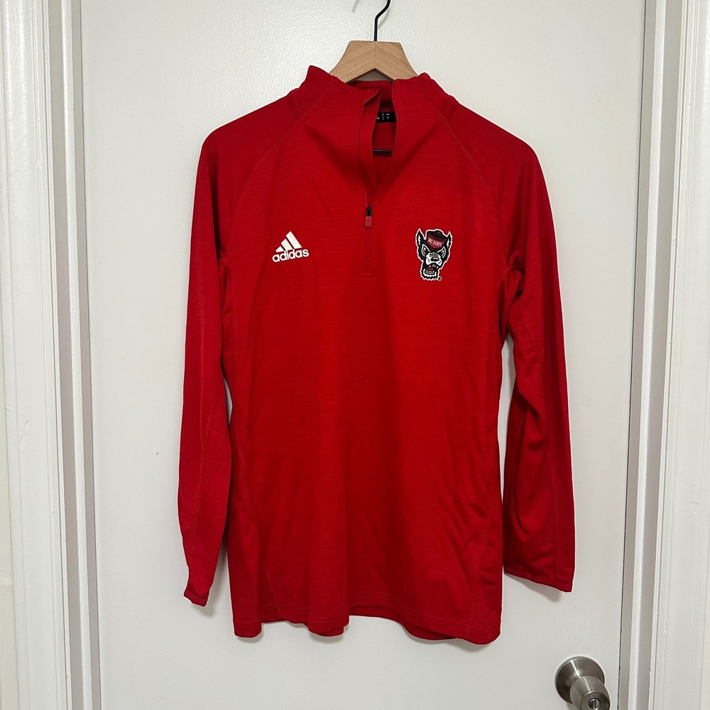 Adidas x NC State | NWT Woman's Wolfpack Red Tuffy Logo Quarter Zip Pullover, L - Picture 2 of 10
